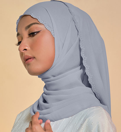 Tanuja Embroidered Scallop Headscarf